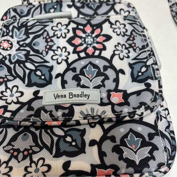 Vera Bradley Gray and Pink Floral Crossbody Bag adjustable strap. Pre-owned - Picture 2 of 7